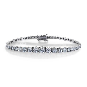 Bracelet tennis en moissanite, argent 925 et acier inoxydable avec zircon rond serti, bracelet perlé tendance pour femme - Product Image 1