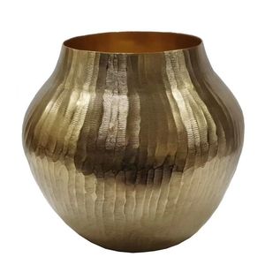 Golden Textured Aluminium Metallic Glossy Vase Luxury Crocodile Pattern Sculptural <b>Tabletop</b> Decor Accent. - Product Image 5