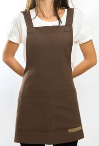 Tablier professionnel en toile pour barman avec sangles en cuir véritable, gilet de travail léger et poches utilitaires ajustables - Product Image 1