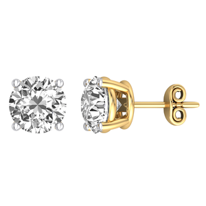 Women's 14K Solid Gold Luxury Solitaire Stud Push <b>Back</b> <b>Earrings</b> 1 Ct Lab Grown Diamond VS Clarity EF Color 5 mm - Product Image 1