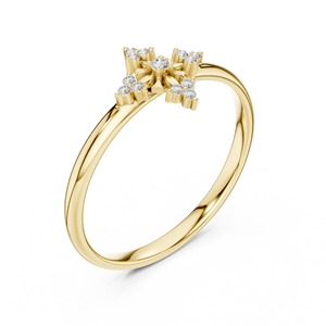 Anillo de oro macizo de 14k para mujer con diamante de corte redondo minimalista geométrico simétrico, ideal para regalo, compromiso, aniversario, boda. - Product Image 3
