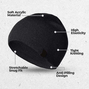 Gorro de Punto Ikhlas Sports con Logotipo en Parche Beige, Gorro de Invierno Unisex, Suave y Cálido, de Poliéster/Algodón Premium para Adultos - Product Image 5