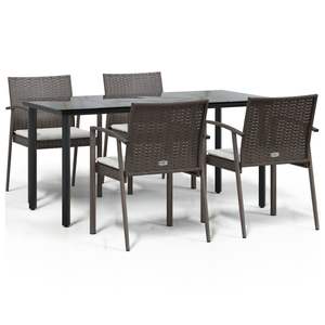 Conjunto de Comedor de Jardín de Mimbre Sintético Marrón de Durabilidad Media - Product Image 2