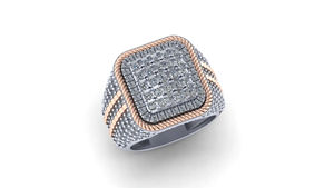 Anillo de cóctel geométrico para hombre de plata 925 con baño de rodio y pavé de moissanita, ideal para cumpleaños, bodas y aniversarios. - Product Image 3