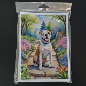 American Bulldog Whimsical A7 Tamaño 5x7 Spring Garden Tarjetas de felicitación Paquete de 8 tarjetas de nota en blanco con sobres - Product Image 3