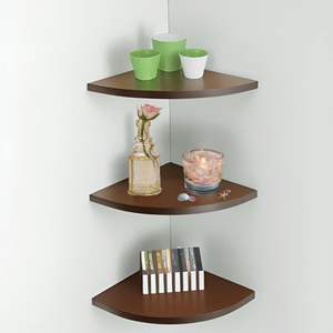 ชั้นวางของแบบลอยติดผนัง 3 ชั้น สำหรับมุมห้อง ขนาดเล็ก ทำจากไม้เอ็มดีเอฟ สำหรับตกแต่งและจัดเก็บ - Product Image 1