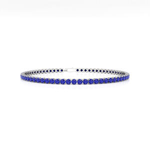 สร้อยข้อมือเทนนิสประดับพลอยไพลินสีน้ำเงินธรรมชาติทรงกลม 14K 18K ทองคำ น้ำหนัก 2.00 กะรัต ดีไซน์หรูหราทันสมัย เหมาะสำหรับงานปาร์ตี้ - Product Image 1