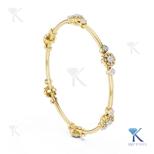 Elegant Diamond Flower Station <b>Bangle</b> 14K 18K <b>Solid</b> <b>Gold</b> Fine Women Luxury Cluster Jewelry Manufacturer Wholesale SupplieR - Product Image 4