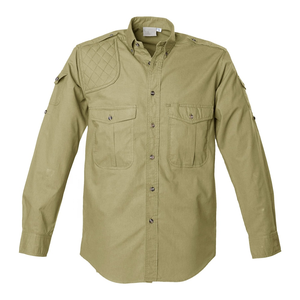 Chemise de pêche à manches longues pour homme, couleur olive, boutonnée, couleur unie, respirante, UPF 35, coton, vêtements d'extérieur - Product Image 3