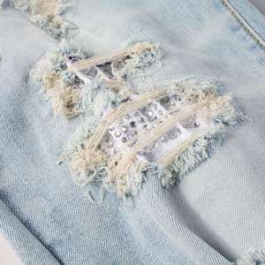 กางเกงยีนส์ผู้ชายแบบปรับแต่งได้ ขายส่ง ล้างสีแบบสโตนวอช ปักลายเรียบง่าย สไตล์ลำลอง คุณภาพสูง แฟชั่นสตรีทแวร์ ดีไซน์ทันสมัย - Product Image 6