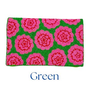 Sac à main rectangulaire fait main avec motif à rayures de paillettes roses et dorées pour les soirées - Product Image 5