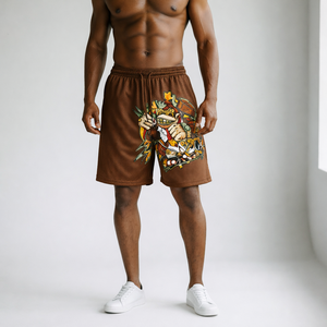 Men's <b>Burgundy</b> Solid Mid Waist Elastic Drawstring Casual Woven 100% Polyester <b>Shorts</b> Pockets Front Quick Dry Breathable Style - Product Image 4
