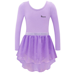 Justaucorps de gymnastique et de ballet pour filles, manches longues, haute qualité, avec jupe en tulle, tenue de spectacle, vêtements de danse - Product Image 1