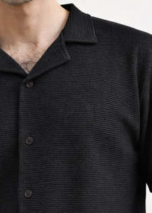 Men Casual High Quality Men Black Two-Piece Set Short Sleeve Button-Up Shirt Relaxed <b>Pants</b> Casual Co-ord Outfit OEM Custom Logo - Product Image 3