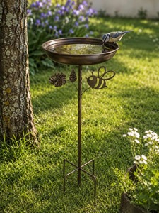 Meilleur Bain d'oiseaux en cuivre pour un jardin élégant et respectueux des oiseaux, avec support en cuivre, fait main, traditionnel, respectueux de la nature - Product Image 2