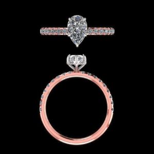 แหวนหมั้นเพชรทรงลูกแพร์ ทองคำขาว 18k ประดับเพชรแบบฝัง แหวนแต่งงานสองสีทอง เครื่องประดับเจ้าสาว แหวนครบรอบสำหรับผู้หญิง - Product Image 1