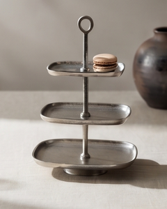 Modern Silver Metal 3 <b>Tier</b> <b>Cake</b> <b>Stand</b> Luxury Rectangular Dessert Display Tray Ring Handle Cupcake Holder Party Table Decor - Product Image 5