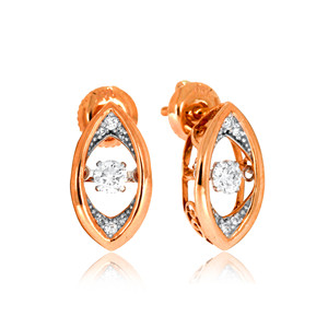 ต่างหูเพชรโรสโกลด์ 14K ทรงกลมเจียระไนแบบบริลเลียนท์ สีขาว H ผลิตในห้องปฏิบัติการ เครื่องประดับงานแต่งงานสำหรับผู้หญิง สไตล์คลาสสิก - Product Image 2