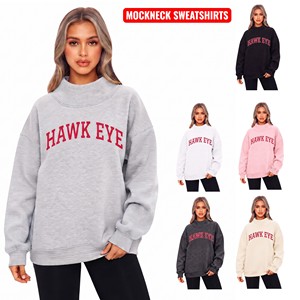 Sudadera Oversize de Forro Polar con Cuello Mock y Hombros Caídos para Mujer, Diseño de Parche Bordado, Color Sólido, Venta Caliente - Product Image 1