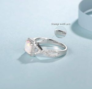 แหวนพลอยโอปอลไฟในตัวเรือนเงินแท้ 925 สำหรับเจ้าสาวในงานแต่งงาน - Product Image 3