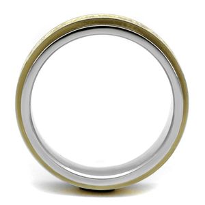 TK2939 <b>Two</b>-Tone IP Gold (Ion Plating) Stainless Steel <b>Ring</b> No <b>Stone</b> Dishes & Plates Product Category - Product Image 3
