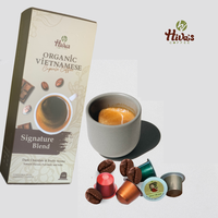 Café en grains entiers compatible expresso Arabica torréfaction italienne certifié ISO22000, boîte petite quantité, marque propre, pur, premium, prêt à l'emploi