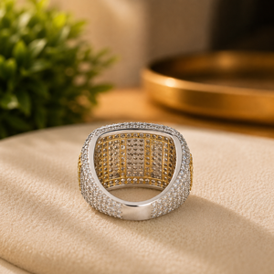 925 Sterling <b>Silver</b> Iced Out Moissanite Engagement Anniversary Wedding Band <b>Ring</b> with Claw Set Round Diamonds for <b>Men</b> - Product Image 3