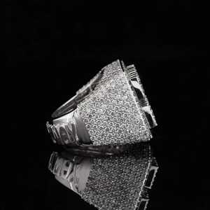 925 Sterling <b>Silver</b> Moissanite Diamond <b>Ring</b> VVS Round Brilliant Cut Hip Hop Luxury Iced Out Bling <b>Mens</b> Statement <b>Ring</b> - Product Image 4