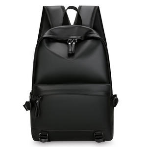 Sac à dos scolaire noir imperméable minimaliste grande capacité, sac à dos décontracté avec poche zippée avant et poignée supérieure - Product Image 1