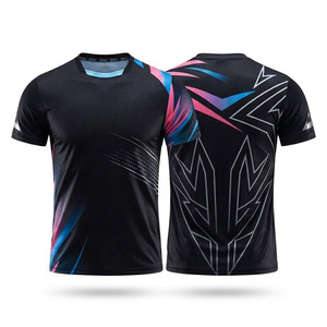 Wholesale R6 Quick-dry Breathable Eco-Friendly Four-Way Stretch <b>Table</b> <b>Tennis</b> Badminton Jersey Summer Short Sleeve Gym Men Crew - Product Image 1
