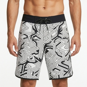 Wholesale Men's Designer Satin Stretch Swimwear Boardshorts Quick Dry Stripe Print Surf <b>Board</b> Shorts Drawstring Solid Mens Short - Product Image 3