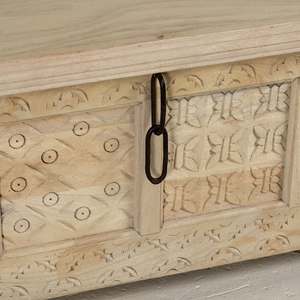 Mesa de Centro de Madera Tallada a Mano con Almacenamiento, Estilo Rústico Boho, Diseño Personalizable, Forma Personalizada para Sala de Estar - Product Image 3