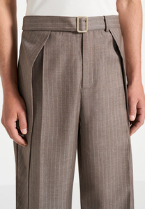 Men's High Waist Pleated Formal Trousers Straight Leg <b>Wool</b> Blend Suit <b>Pants</b> Autumn Wear - Product Image 6
