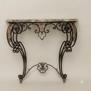 Console murale KHP de luxe en fer forgé européen, style antique, pour intérieur, mobilier de maison - Product Image 1