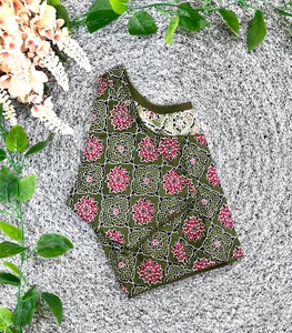 Modern Fashion Simple Wedding O-Neck Blouse material 100% PURE COTTON PRINT NON LINING WITHOUT PADDED height 15.5 inch - Product Image 2