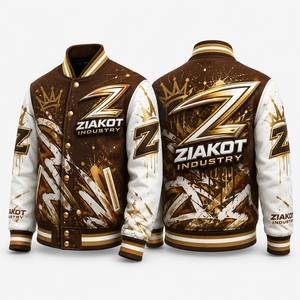 ZIAKOT Men's Purple Camouflage Varsity <b>Jacket</b> With Gold Logo Heat Transfer Printing Casual Autumn Wear - Product Image 6