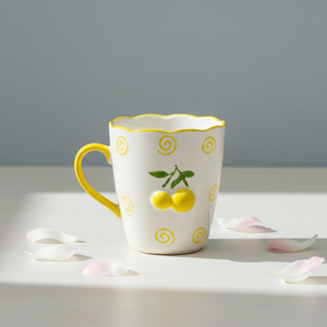 Taza de Porcelana Fina de Primera Calidad 3460987B-0.36, Nueva, con Estampado de Limón Amarillo y Espiral - Product Image 2