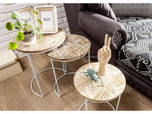 Juego de 3 Mesas Auxiliares Modernas de Madera de Mango, Mesas Decorativas para Sala de Estar, Mesas de Centro Contemporáneas para el Hogar 2026 - Product Image 2