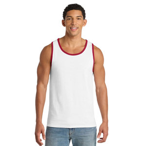 <b>Men's</b> <b>White</b> Cotton Tank Top O-Neck Solid Color Casual Wholesale Ergonomic Fit Muscle Singlet Panel Designed Sports Tank Top - Product Image 1