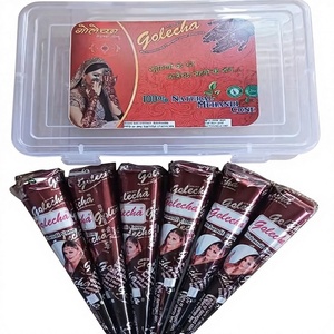 Golecha Natural Henna Cone Pack of 6 Pieces | 25gm Each | Eco-Friendly & Durable Natural Brown Henna for <b>Tattoos</b> - Product Image 1