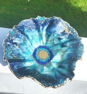 Bol en céramique fait main Blue Ocean Design, style bohème, motif floral bleu sous glaçure, pièce d'art décorative, ensemble de bols de table - Product Image 1