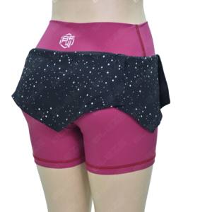 Shorts de sport et de yoga personnalisés pour femmes, taille mi-haute, 2-en-1, imprimés, froncés, avec ceinture, en Spandex/Polyester, effet push-up fessier - Product Image 2
