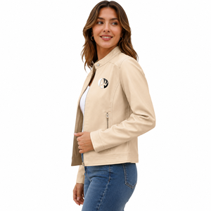 modern <b>woman</b> leather <b>jacket</b> with elegant finish <b>lightweight</b> comfort and versatile styling for casual office and evening outfits - Product Image 4