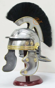 Casco de Centurión Romano Pulido y Elegante, Armadura Imperial Gallica de Hierro Negro con Pluma, Disfraz Medieval para Exhibición Navideña - Product Image 6