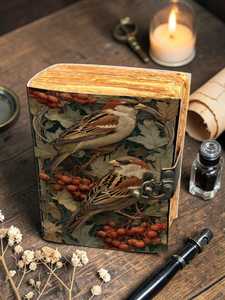 Diario de Cuero con Espiral y Tapa Dura, Estilo Vintage con Diseño Floral, Hecho a Mano, Marca Grimoire Bird - Product Image 4