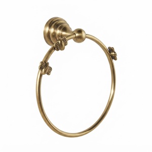 Antique Brass Bathroom Towel <b>Rack</b> Vintage Floral Base Hand Towel Holder Wall Mounted Retro Gold Bath Hardware For Hotels - Product Image 4