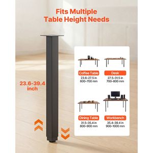 Gambe per Mobili in Acciaio Quadrate Regolabili 24-40 Pollici, Carico Massimo 1200 Libbre, Installazione Rapida, Resistenti per Casa e Ufficio - Product Image 3