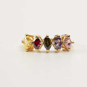 Bague de Famille Religieuse en Argent Sterling 925 Plaqué Or 14K avec Pierres Multiples de Naissance Taille Marquise, Bijou de Mariage Délicat, Cadeau pour Elle - Product Image 1