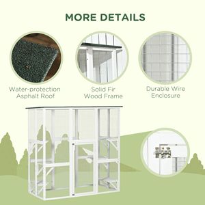 Refugio de Madera para Gatos Silvestres, Catio Grande con Interior Amplio, 6 Plataformas Altas, Techo con Protección Contra la Intemperie, Jaula para Mascotas - Product Image 5