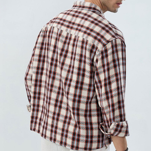 Men's Plaid Flannel <b>Shirt</b> Long <b>Sleeve</b> Casual Checkered Button Down Turn-down Collar Breathable Cotton Autumn Wear - Product Image 3